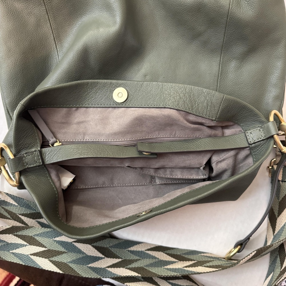 Vince Camuto Valda Leather Tote Bag Fig Leaf Green Crossbody Shoulder Hobo Bag‎ - Picture 7 of 16